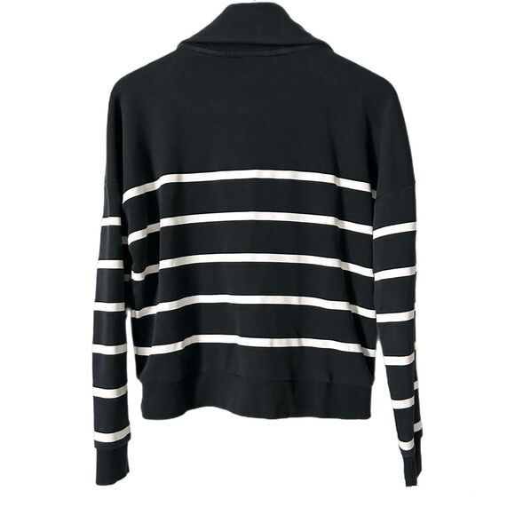 Carbon38 Breton Stripe French Terry 1/2 Zip in Navy Size Small - Picture 3 of 4